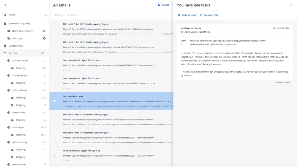Acronis e-mailarchivering voor Microsoft 365 — gecentraliseerd en doorzoekbaar archief